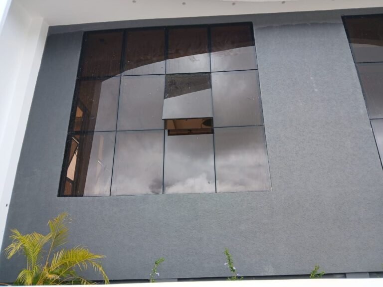 Clean glass windows on a modern building facade