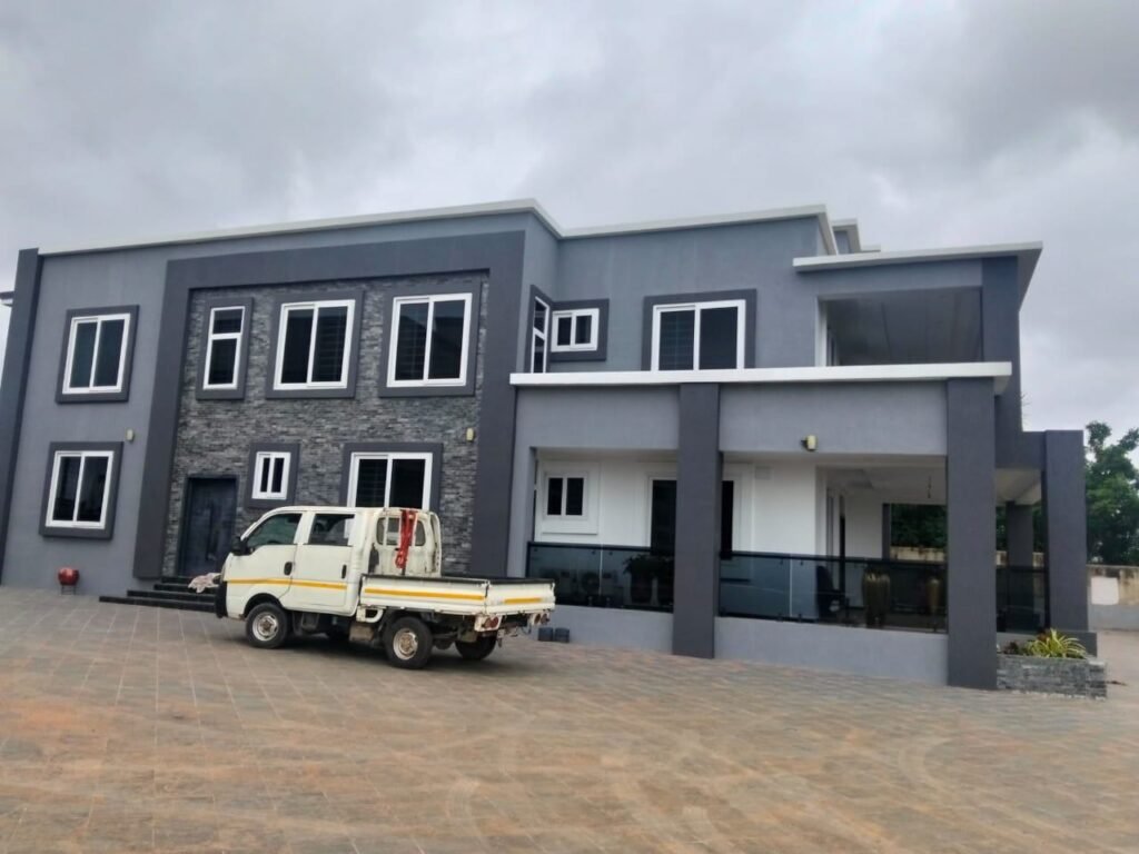 Newly completed two-storey building in Accra after post-construction cleaning
