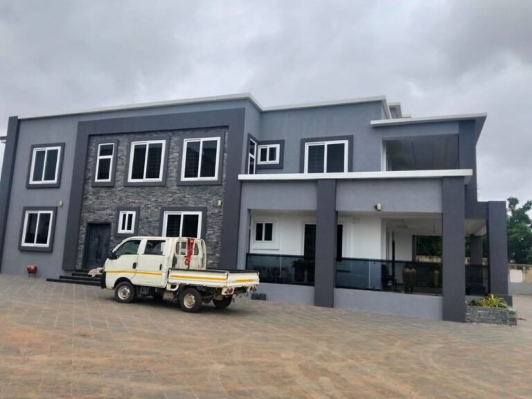 Newly completed two-storey building in Accra after post-construction cleaning